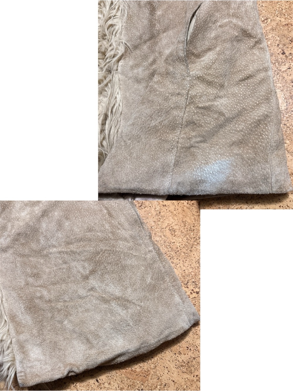 Wilsons Leather Maxima Vintage Y2K Suede Penny Lane Coat Faux Fur Trim Sz L - Picture 11 of 16